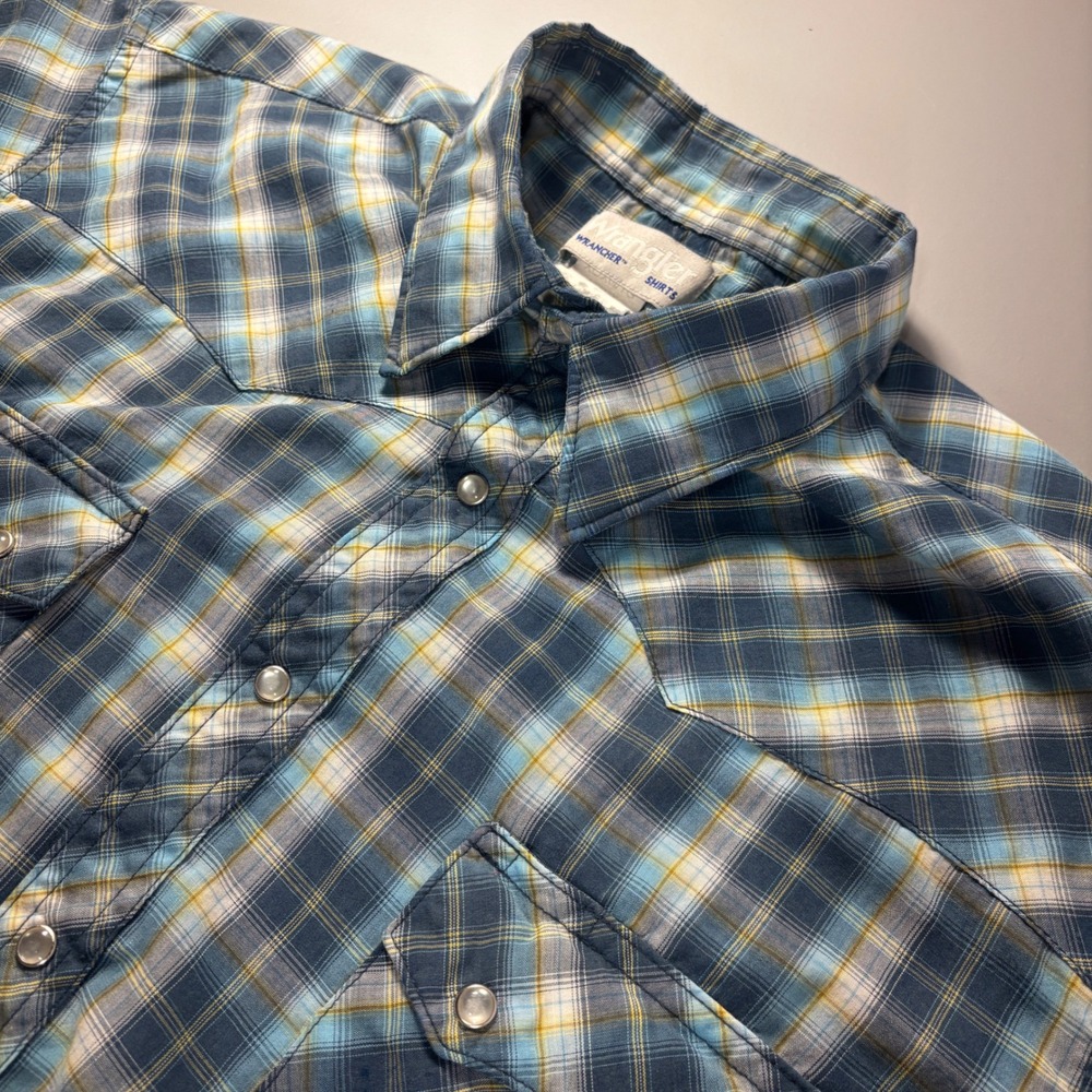 Wrangler Wrancher Western Plaid Short Sleeve Shirt Mens XL Cowboy Rodeo‎